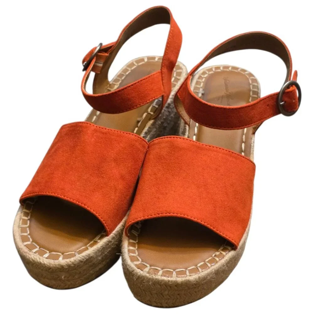 Orange Espadrille Wedge sz 8